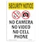 Signmission OSHA Security Sign, 14" Height, Rigid Plastic, No Camera No Video, Portrait OS-SN-P-1014-V-11720 - alternate 1